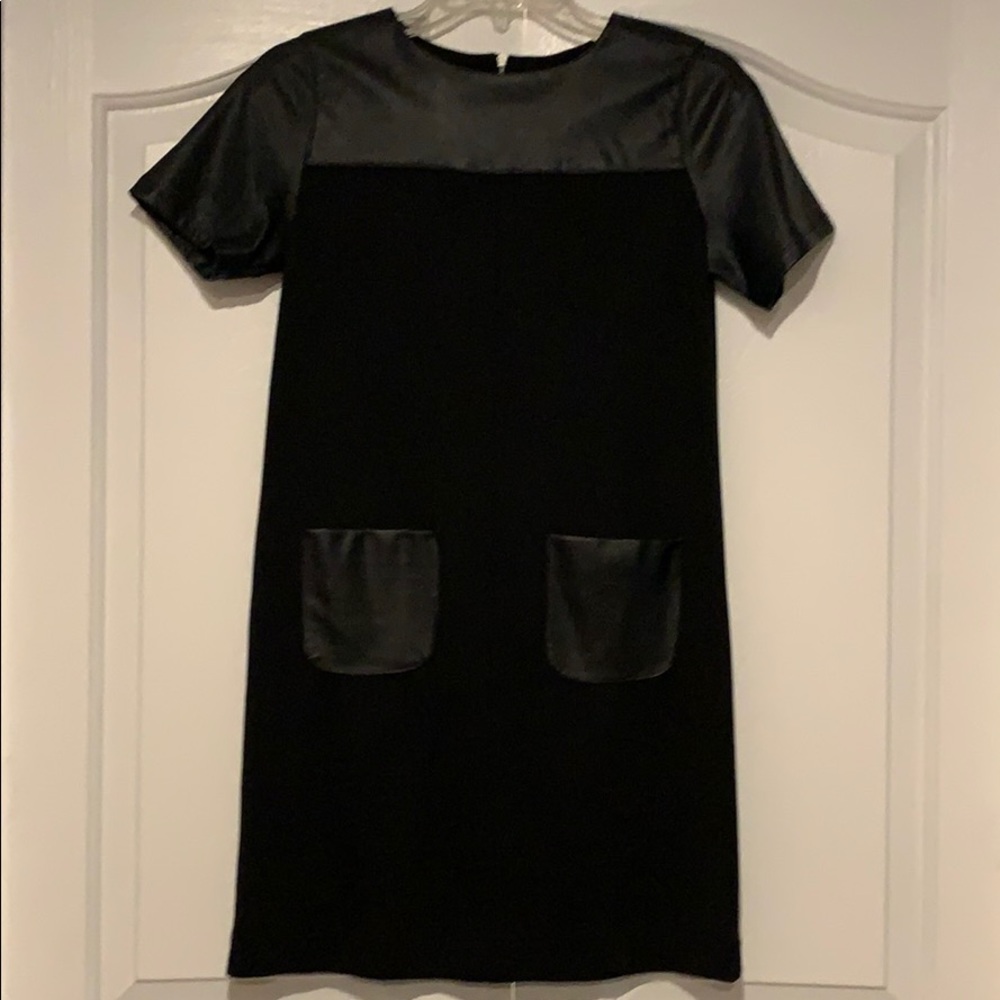 LOFT Black with Leather Dress